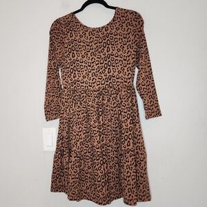 NWT‎ Janie and Jack Everyday 3/4 sleeve leopard jersey dress. Big kid size 18